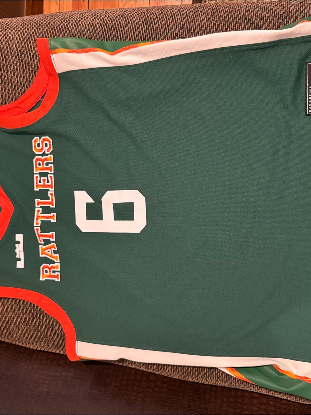 Rattlers Green #6 Basketball Jersey with Orange Trim